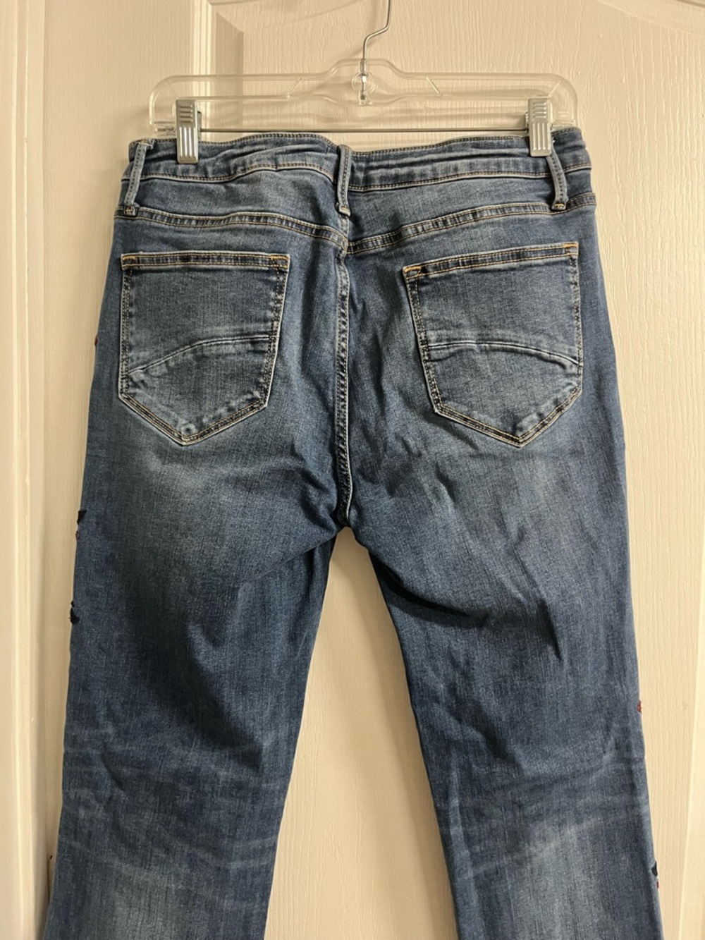 DRIFTWOOD Dark Blue Straight-Leg Jeans with Floral Embroidery - Picture 5 of 8